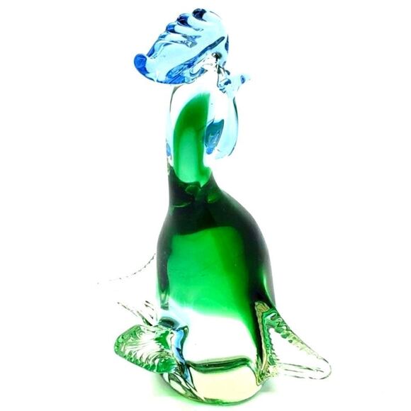 Vintage Murano Green Blue Sommerso Art Glass Rooster - Picture 12 of 16